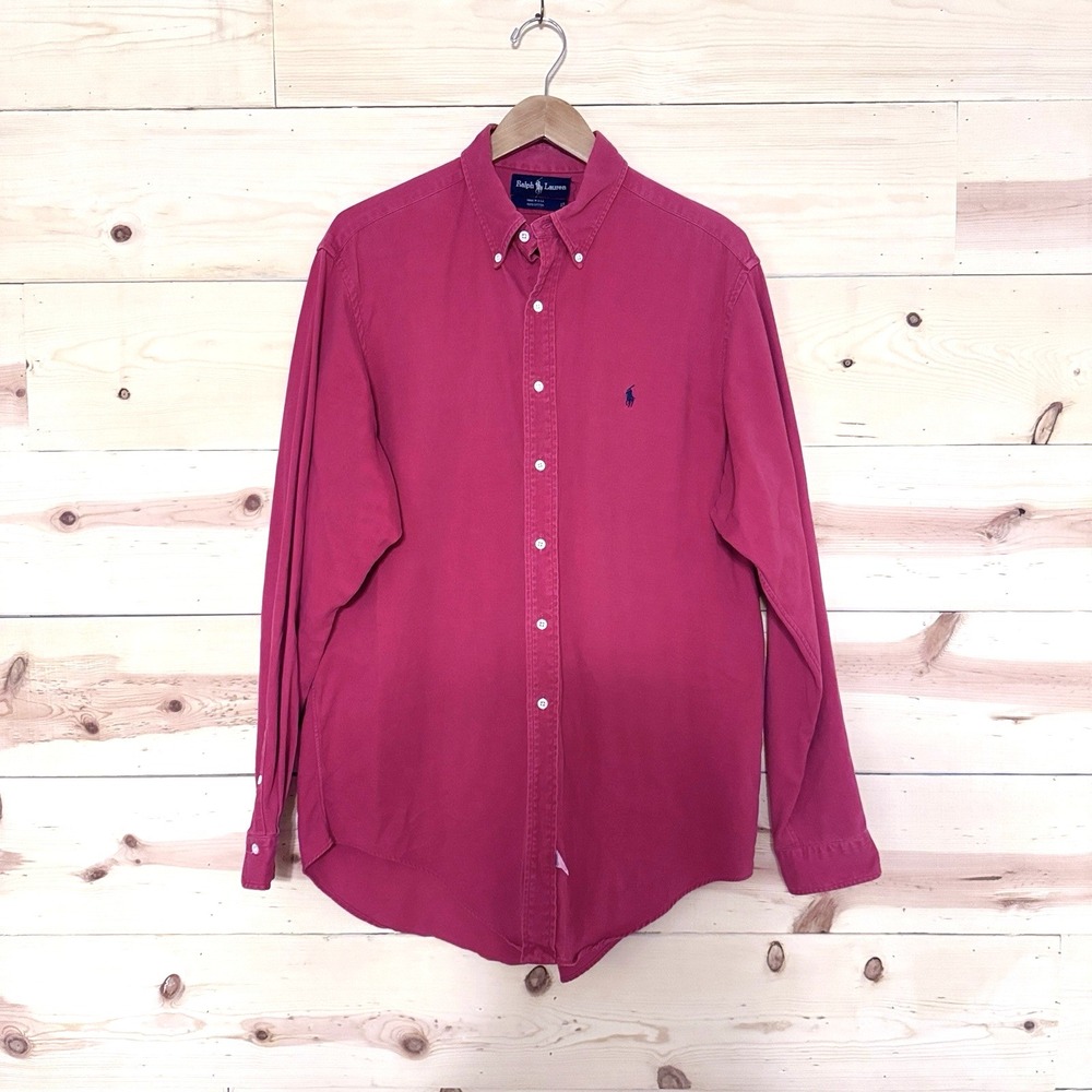 Ralph Lauren Mens XXL Red Cotton Button Down Shirt Pony Logo USA Made